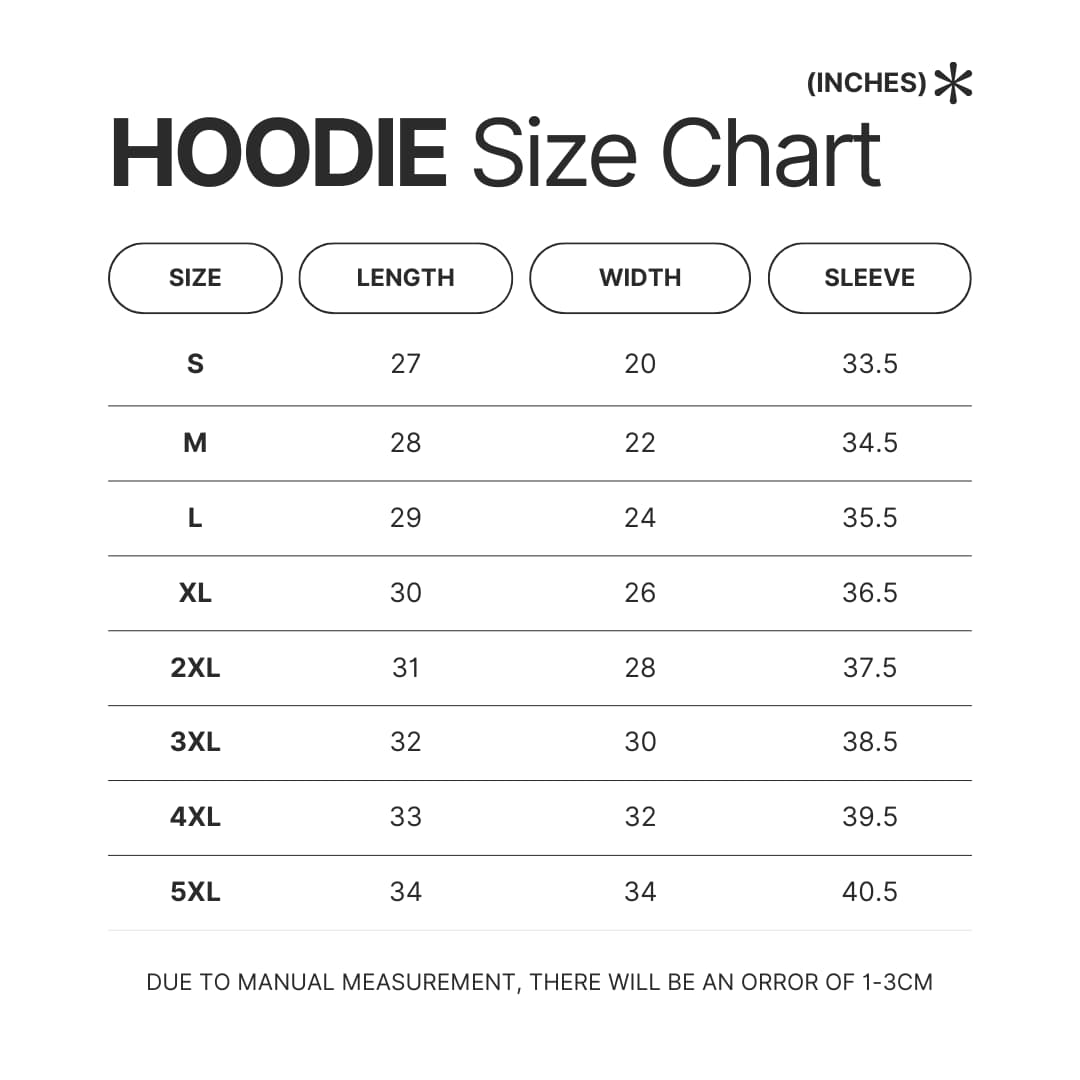 Hoodie Size Chart - Sea Of Thieves Merch